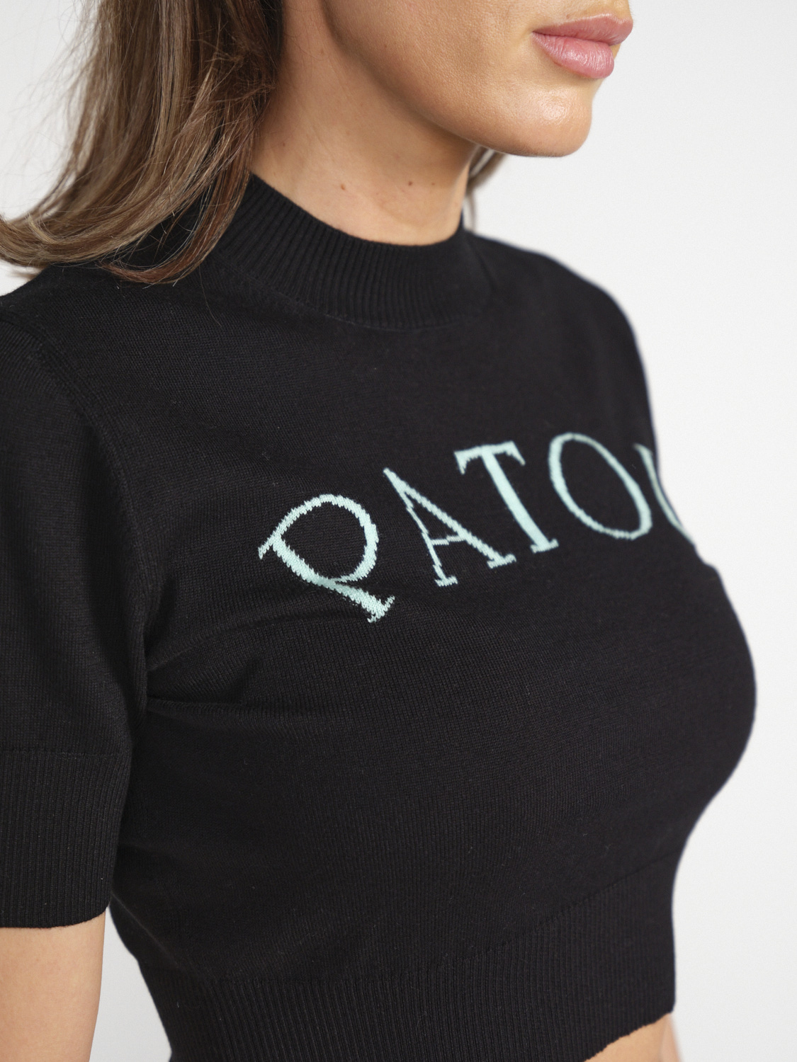 Patou Cropped Shirt mit Logo Print   schwarz S