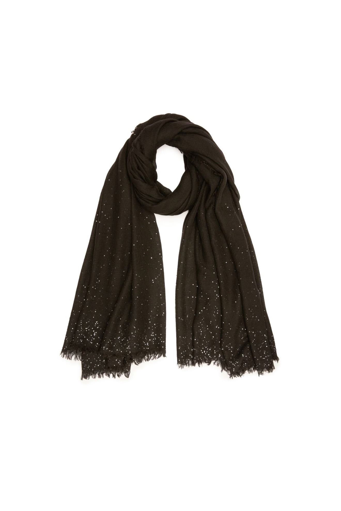Faliero Sarti Domenica - Scarf with sequins with silk part black One Size