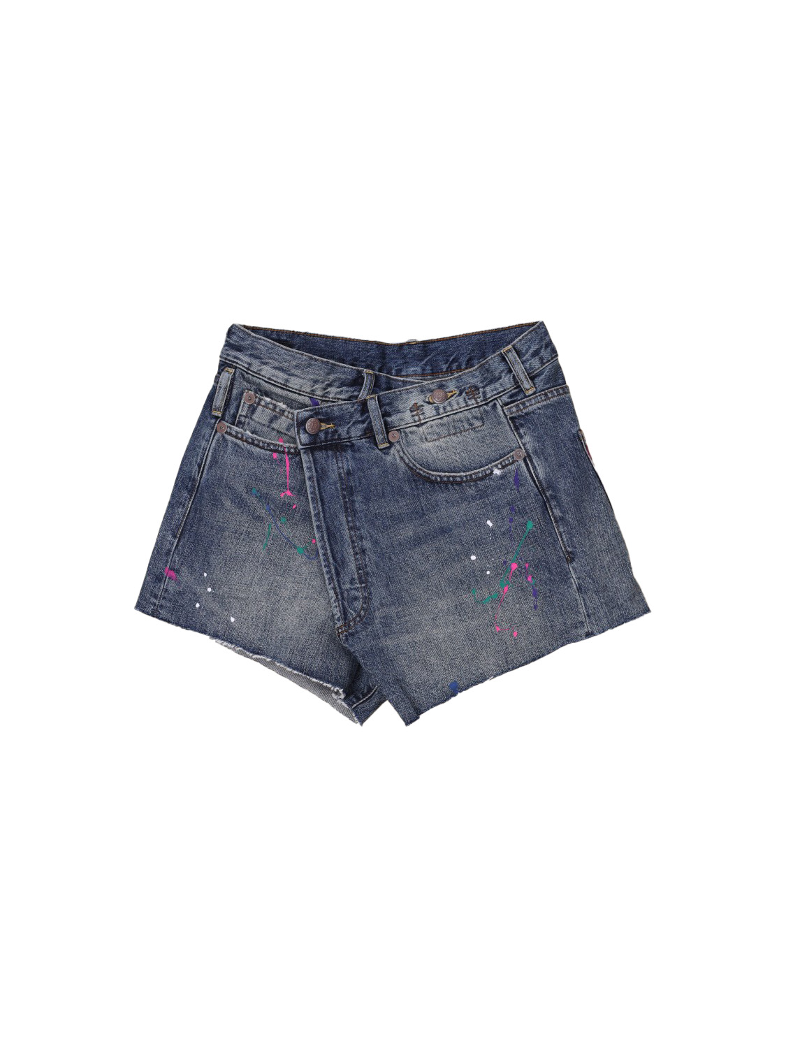 R13 Crossover denim shorts with color accents  blue 25
