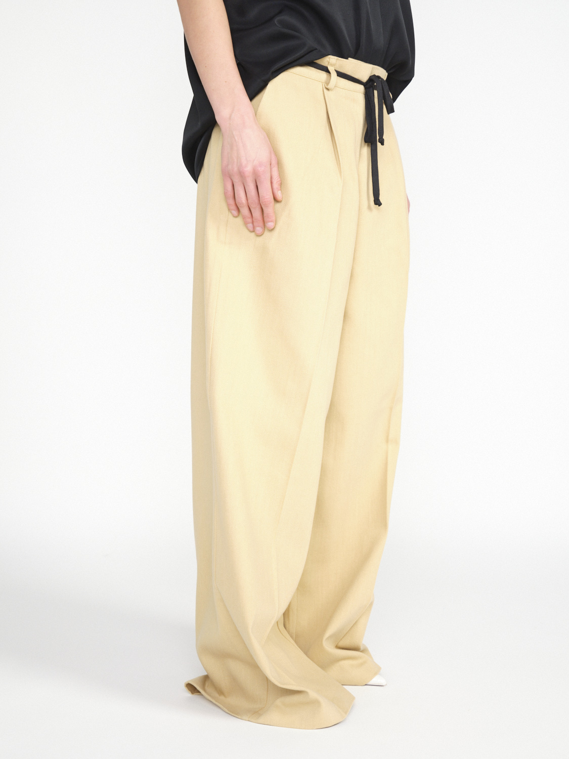Gitta Banko Pants Jewel – Wide Leg Hose aus Baumwolle beige S/M