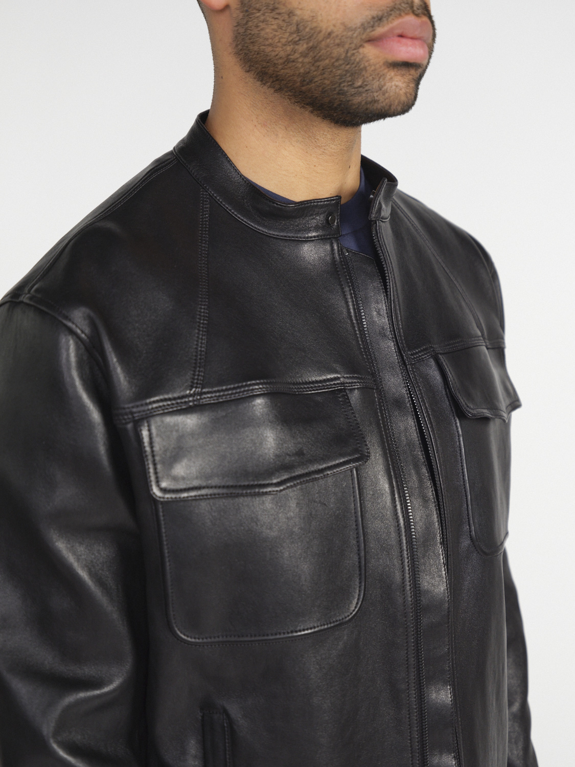 jitrois Blouson Angel – leather shirt jacket  black 52