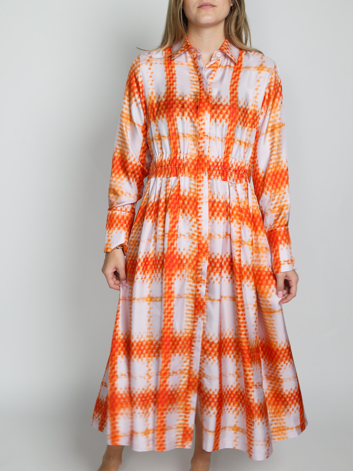 Odeeh Silk midi dress with a polka dot pattern  orange 40
