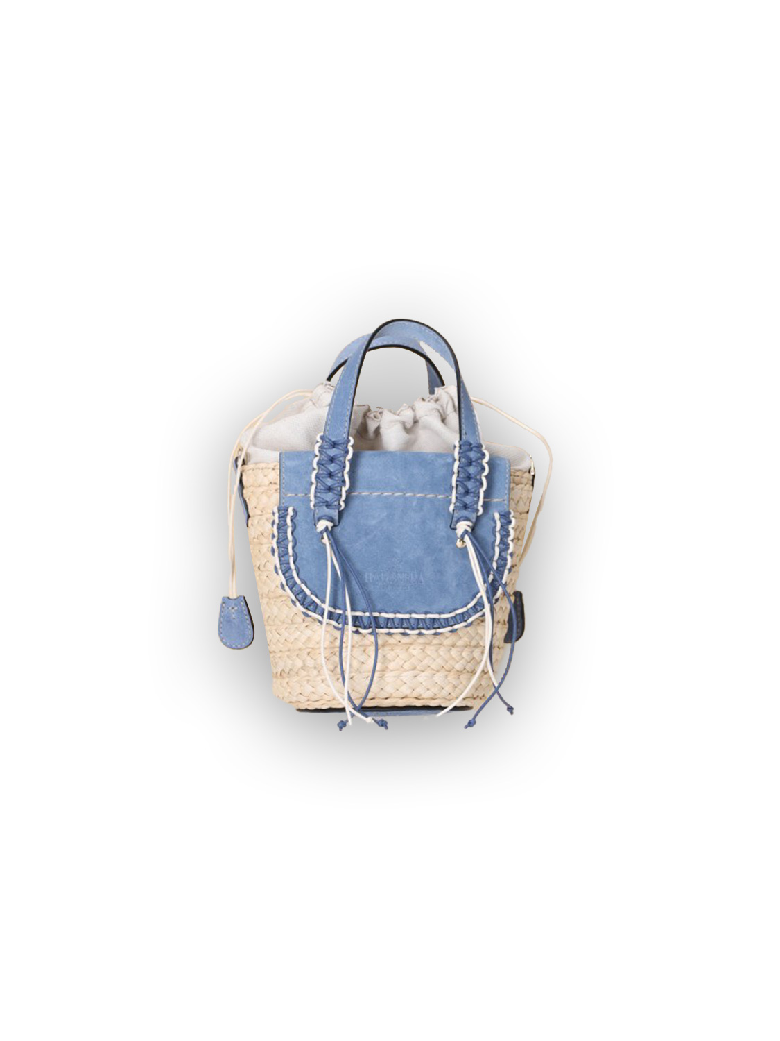 Habanera Azul – denim – bag made of wicker and denim material 