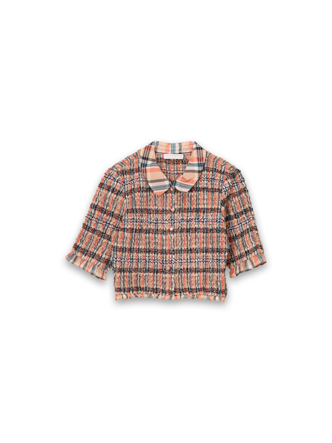 Ulla Johnson Jules Top – smocked shirt with check pattern  multi 34