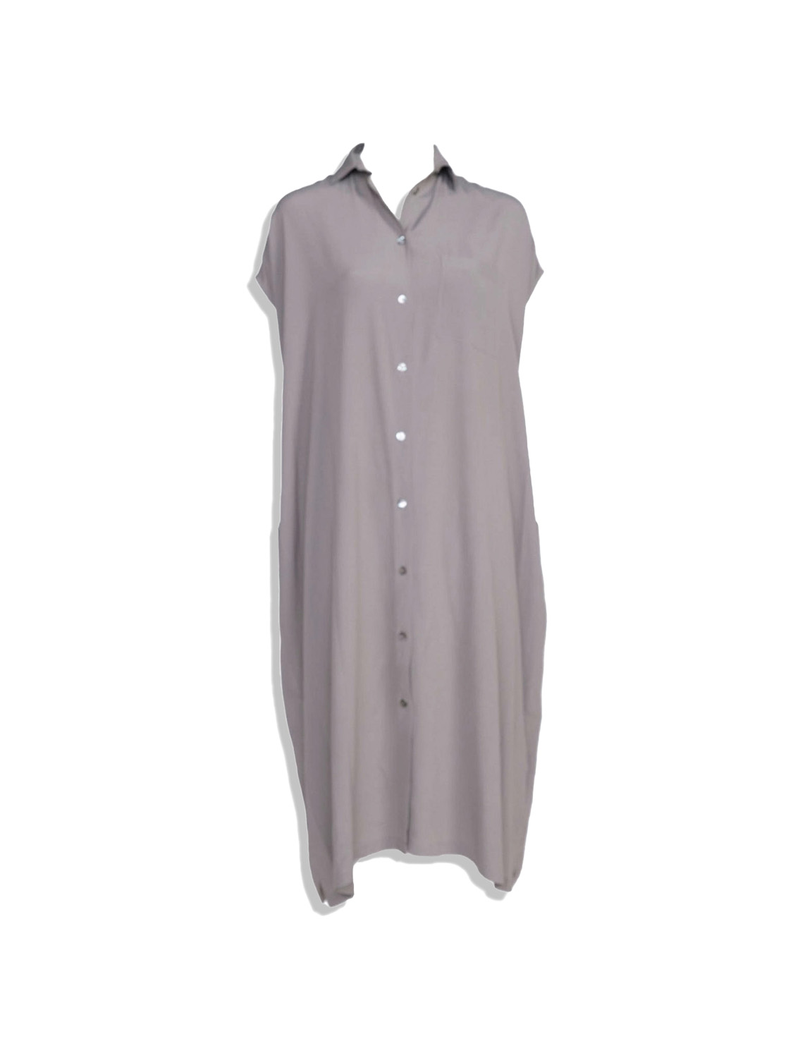 Short sleeve midi dress with full length button placket 