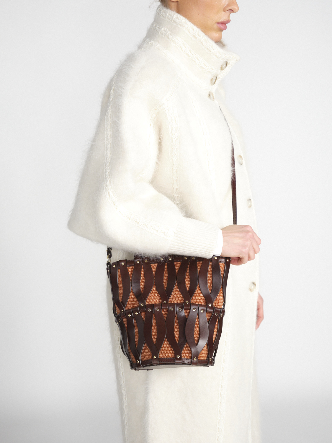 Ulla Johnson Indra – Mini Tote Bag mit Gitter-Struktur aus Leder   braun One Size