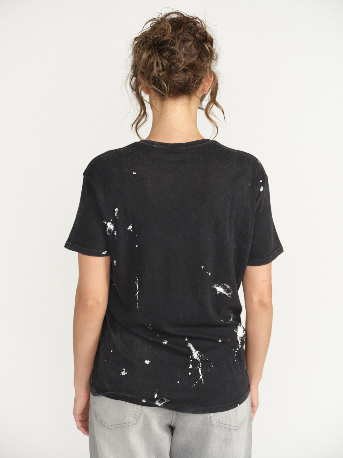 R13 T-shirt New York Boy - Splatter Shirt en coton schwarz XS