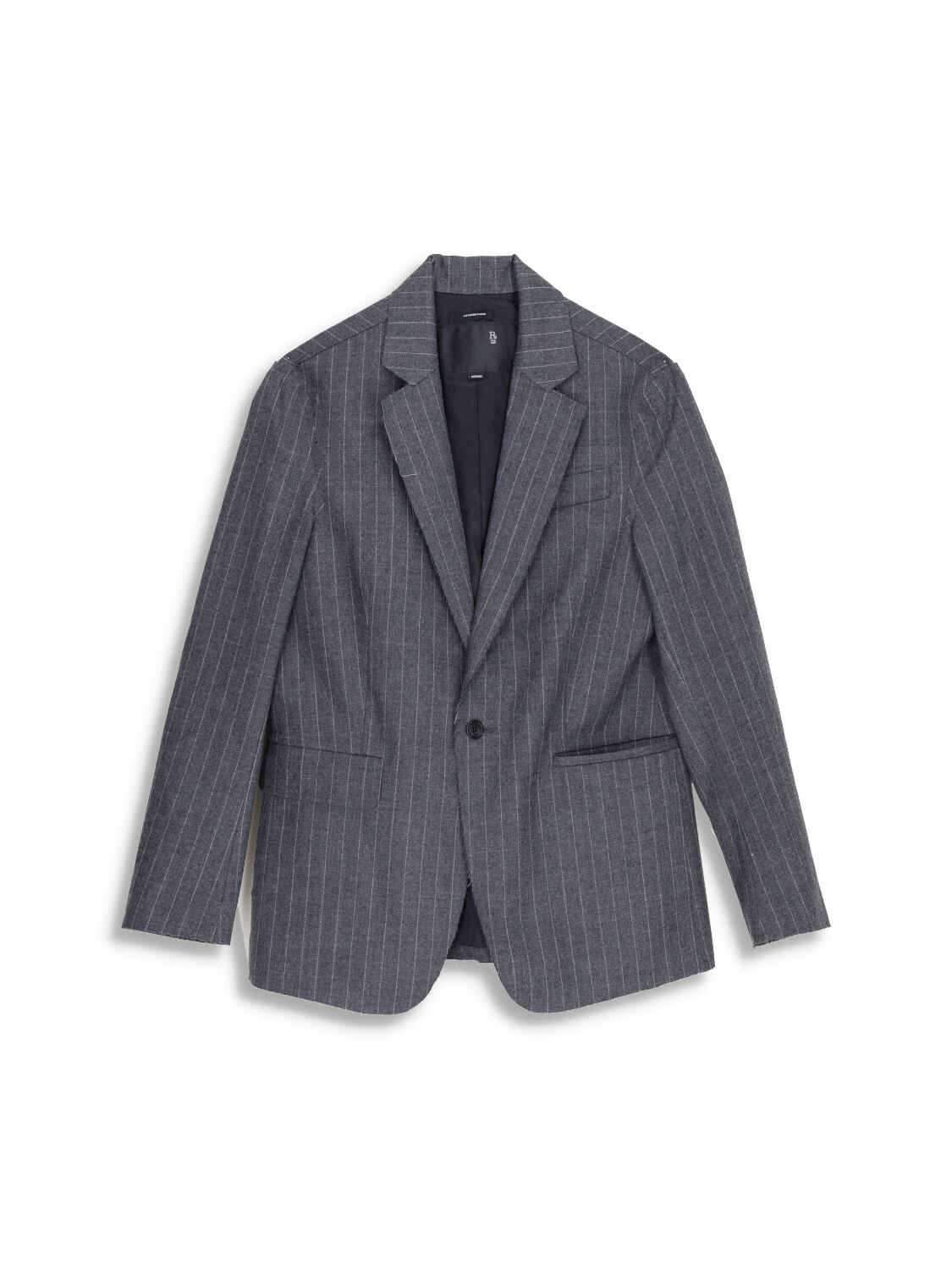 Shrunker Raw Cut Blazer- Blazer with pinstripes in used look  