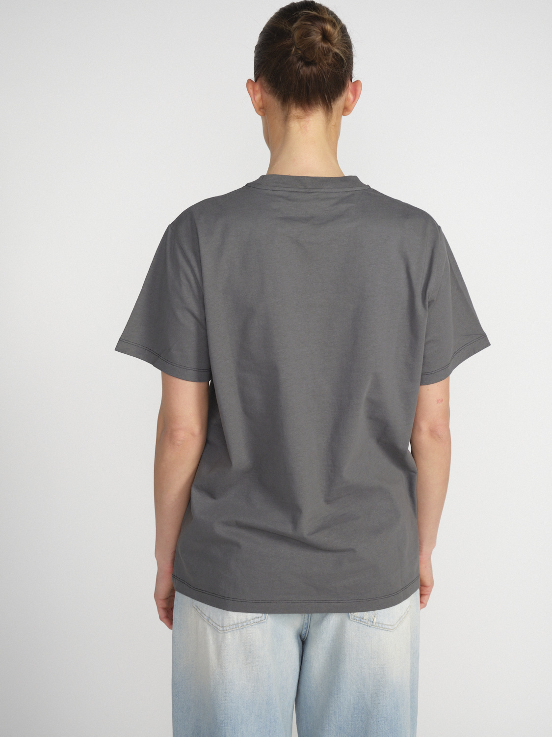 Ganni Relaxed T-Shirt mit graphischem Logo-Detail   khaki M