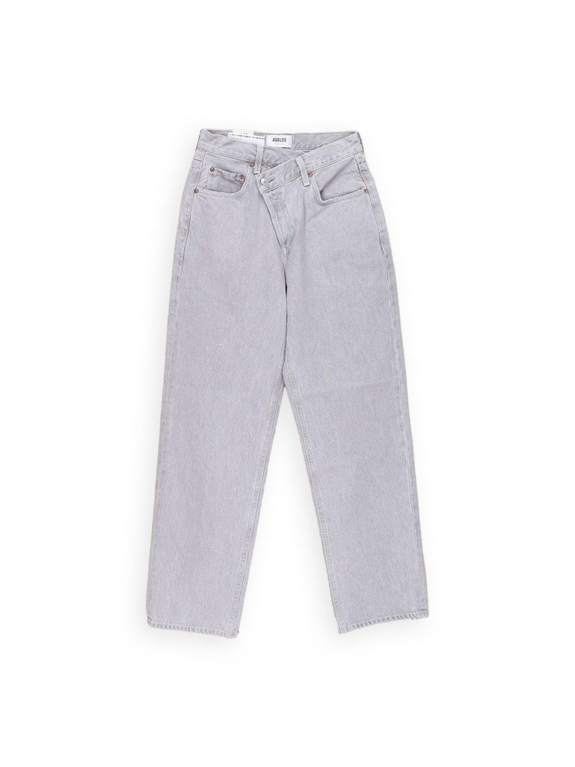 Criss Cross – Mom-Jeans aus Baumwolle mit schrägem Verschluss  