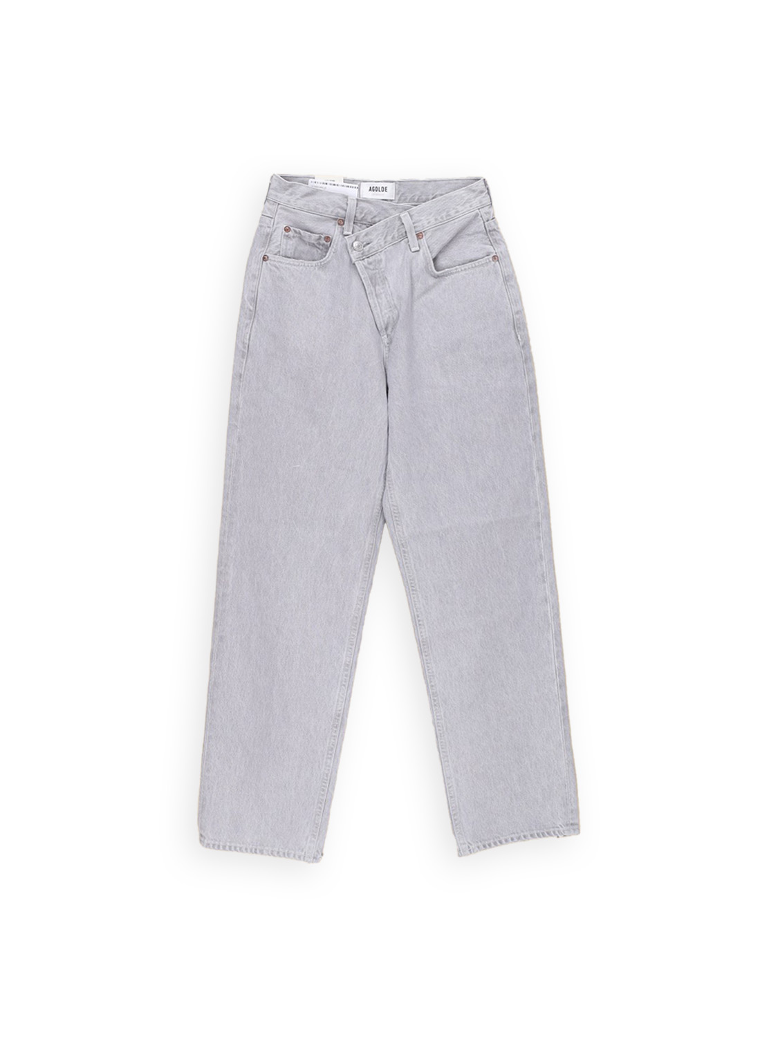 Agolde Criss Cross - cotton mom jeans with diagonal closure  grey 25