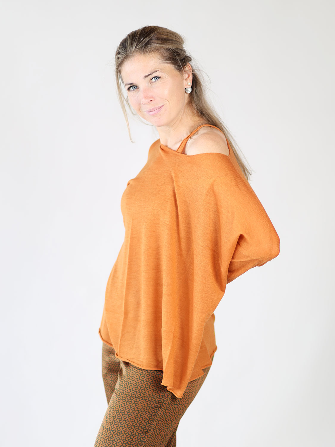 friendly hunting Leichter Cashmere-Pullover  orange XS