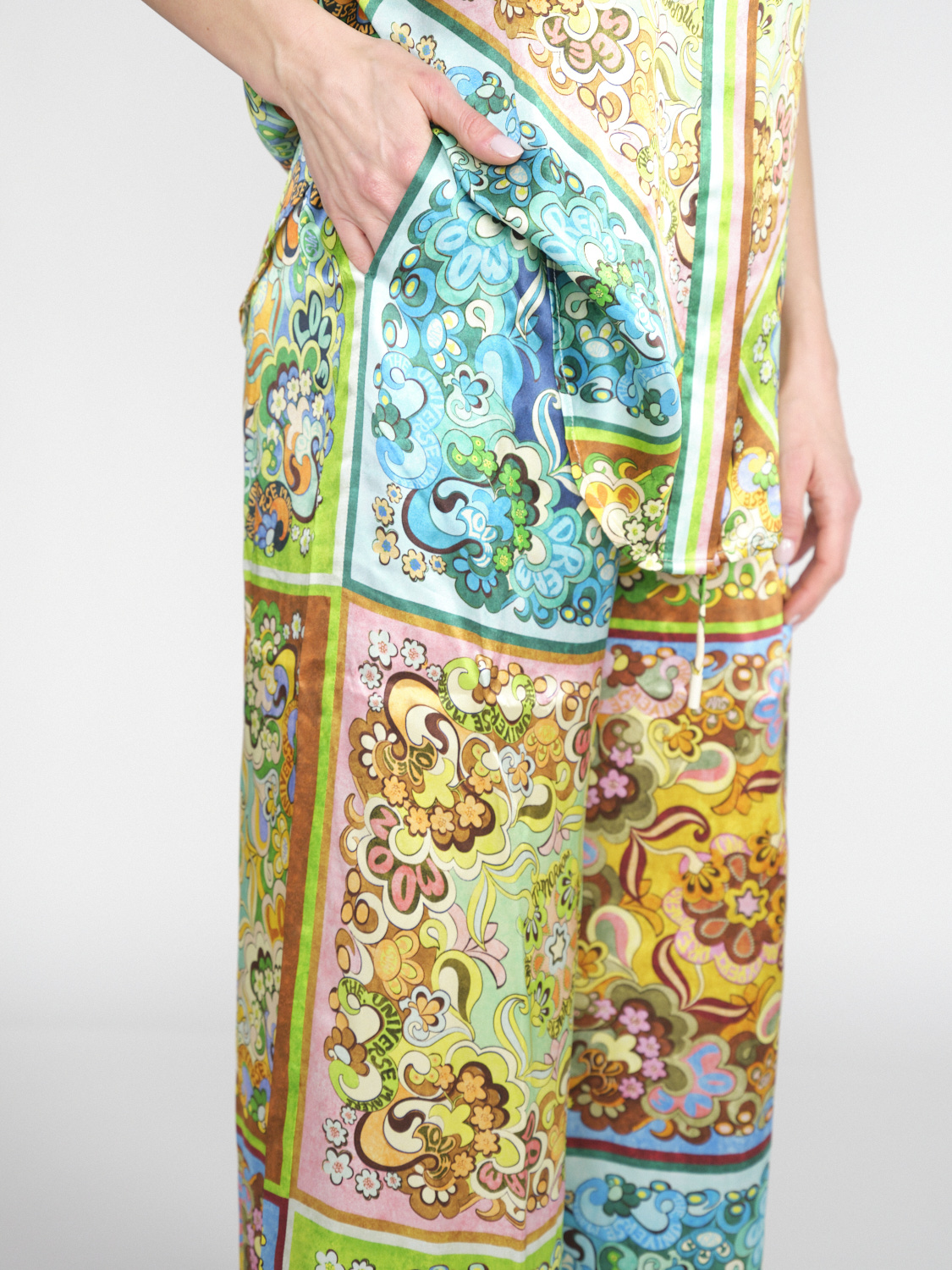 Alemais Dreamer Pants – Seiden-Satin-Hose mit floralem Print  mehrfarbig 40