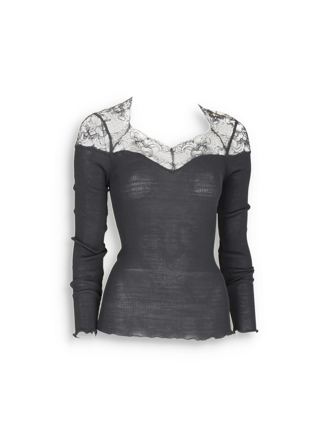 Oscalito Balza - long sleeve top with lace details  black M