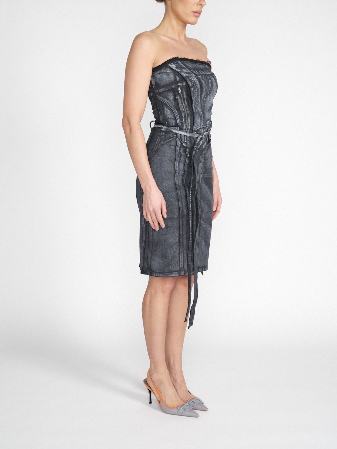 Ottolinger Denim Tube - Off-shoulder denim mini dress  grey S