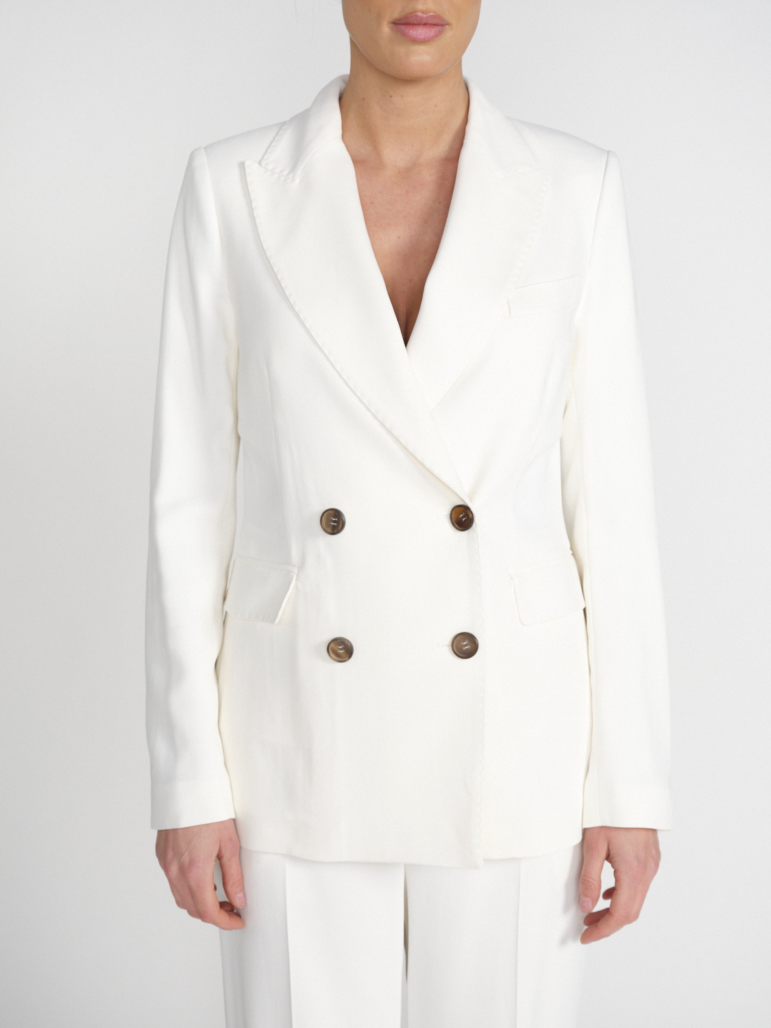 Lorena Antoniazzi Double-breasted blazer with stretch  white 36