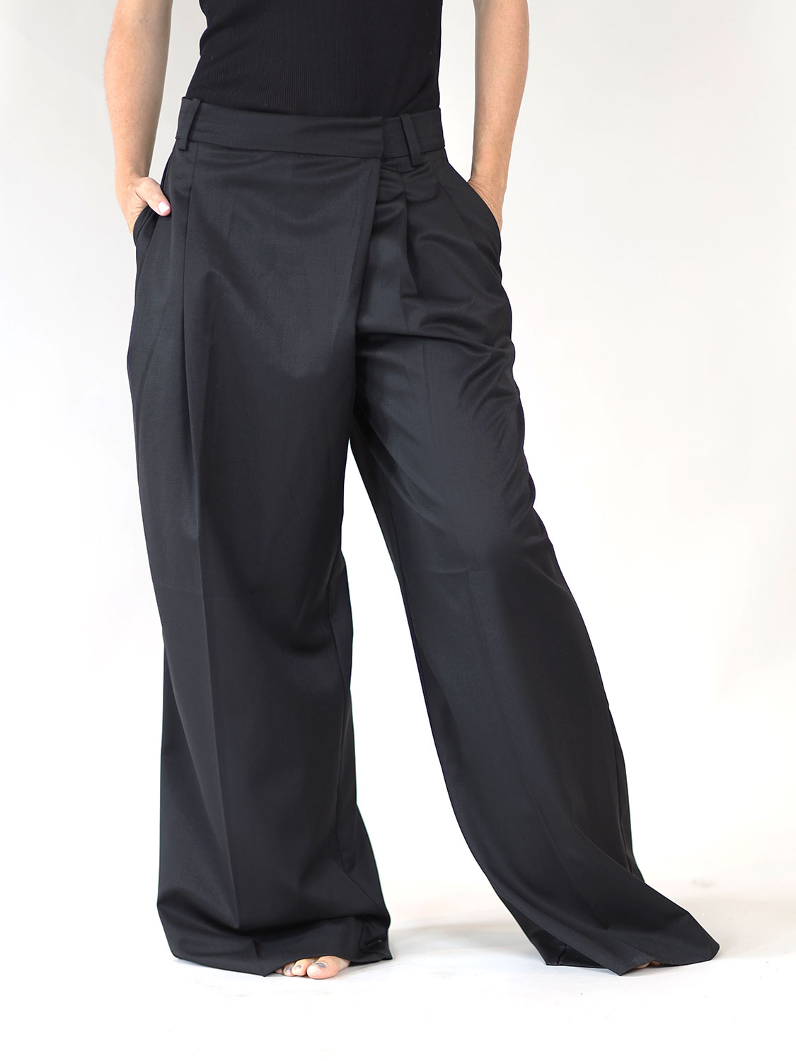 Ganni Calendered – Wide-leg pants  black 34
