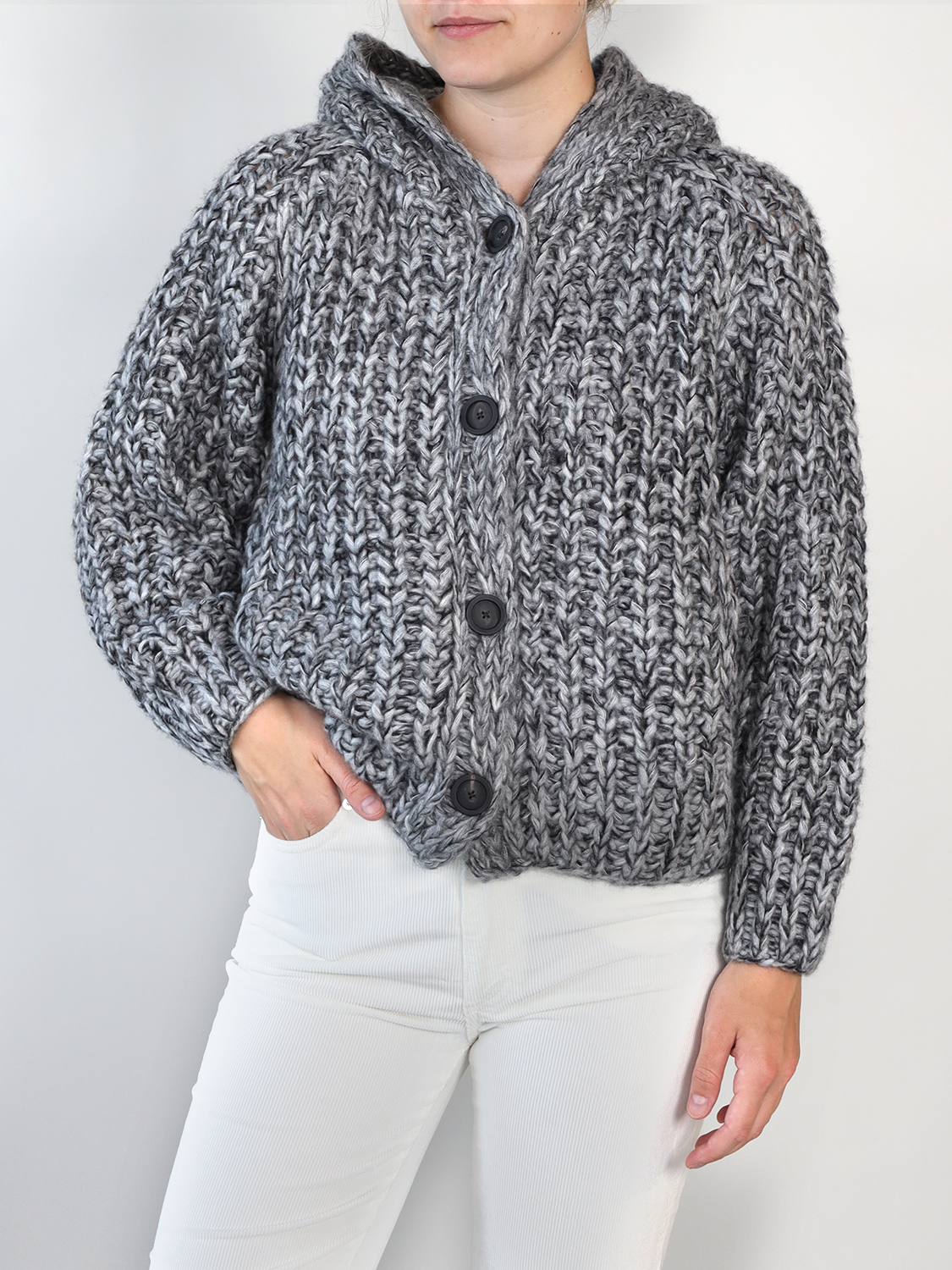 Iris von Arnim Vilda  – Grobstrick Cardigan aus Cashmere   anthrazit XS/S