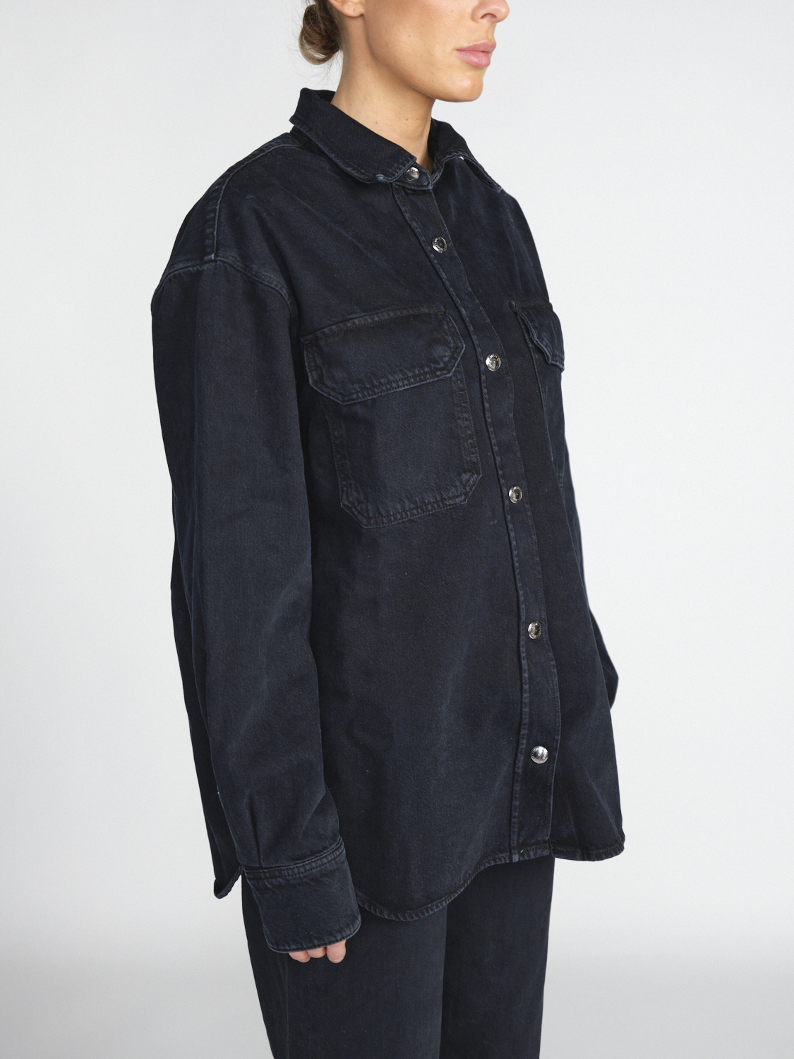 Agolde Camryn – Oversized Jeanshemd aus Baumwolle  schwarz XS