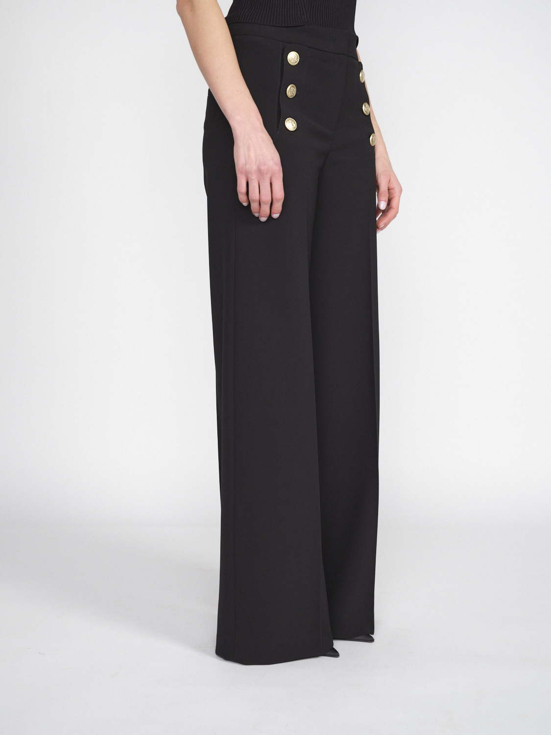 Seductive Bridget - Stretchy trousers with gold button details  black 34