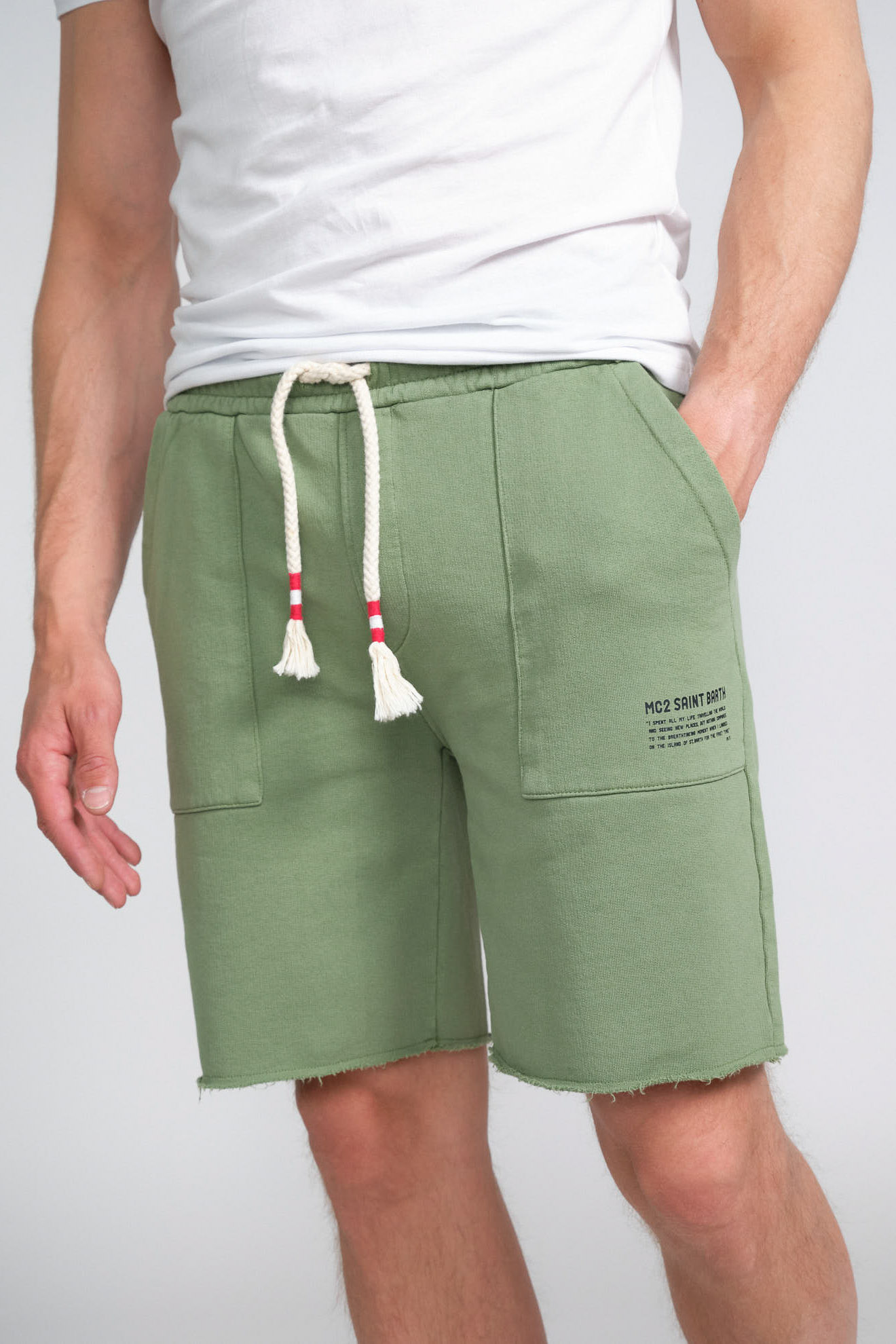 st.barth shorts grün branded baumwolle model frontansicht
