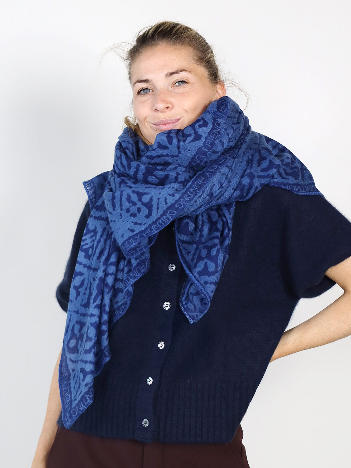 friendly hunting Patch - Cashmere scarf  navy One Size