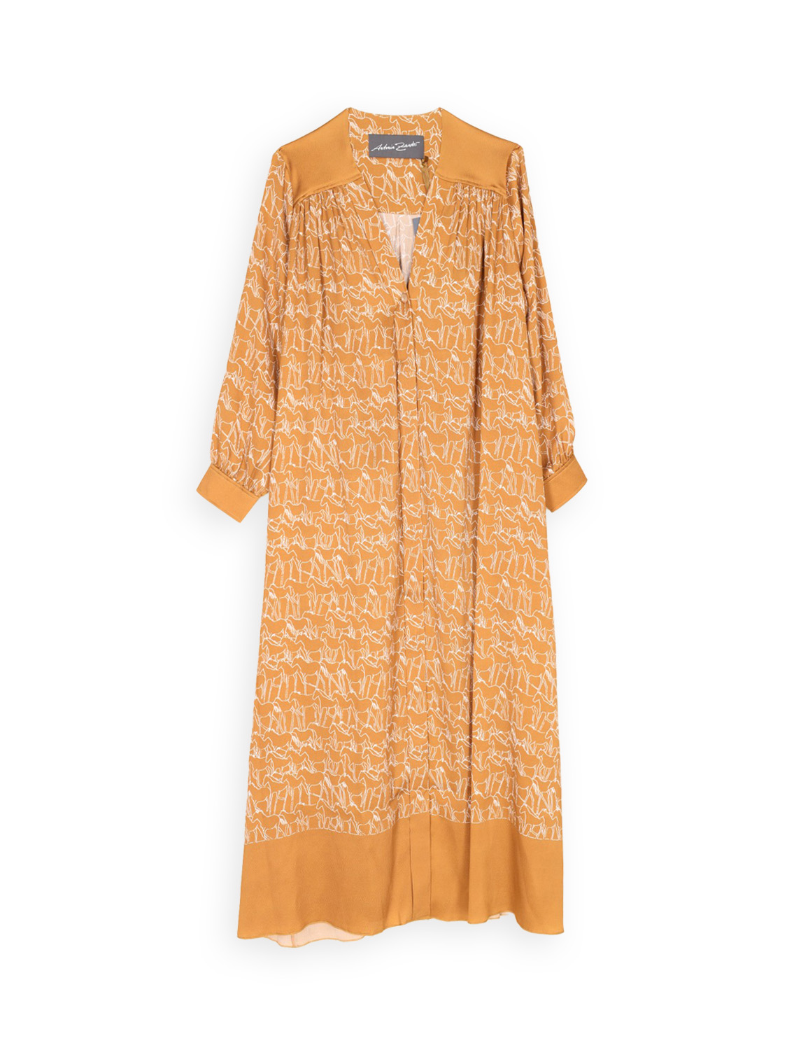 Antonia Zander Calima – Dress with graphic horse print  camel S