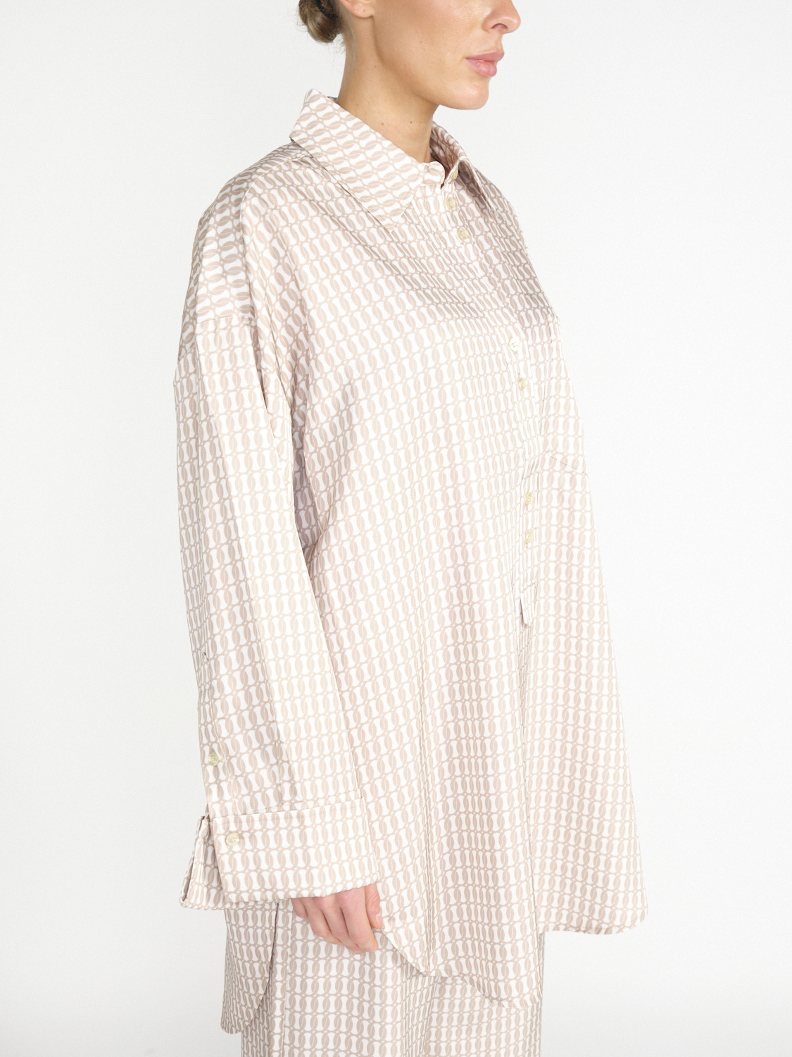 By Malene Birger Maye oversized shirt blouse with monogram print  beige 36