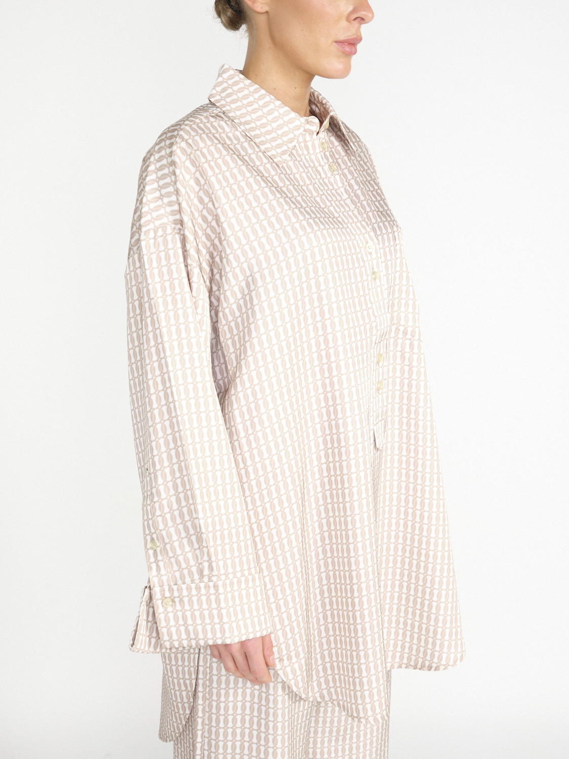 By Malene Birger Maye oversized shirt blouse with monogram print  beige 34