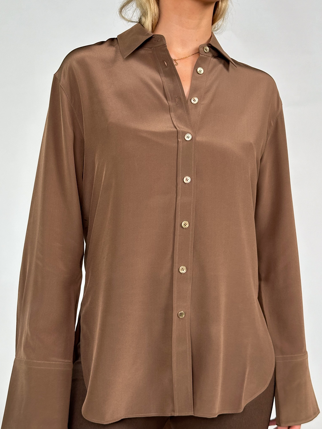 Joseph Joe – Blouse with light silk crepe  36 brown