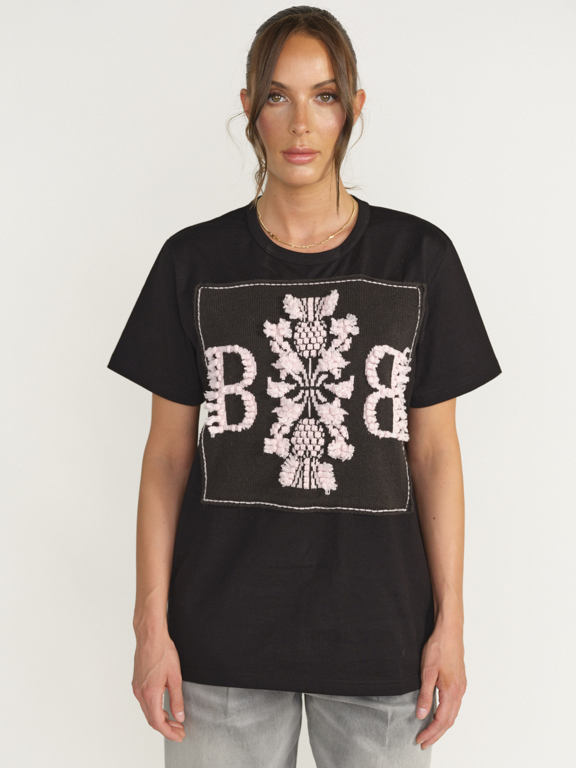 Barrie Barrie - Thistle - T - shirt with logo patch   black XS