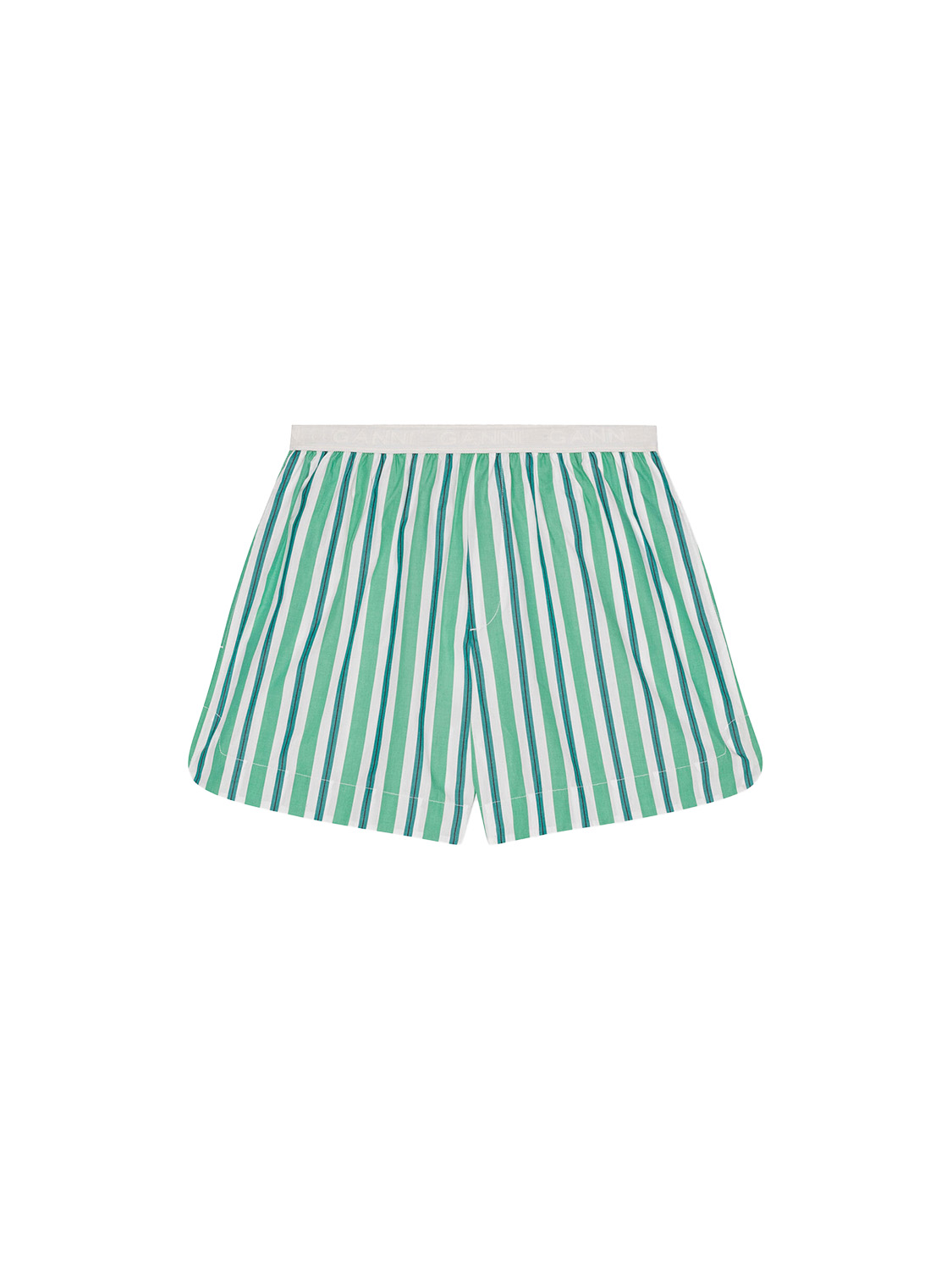 Ganni Gestreifte Baumwoll-Shorts   verde 36