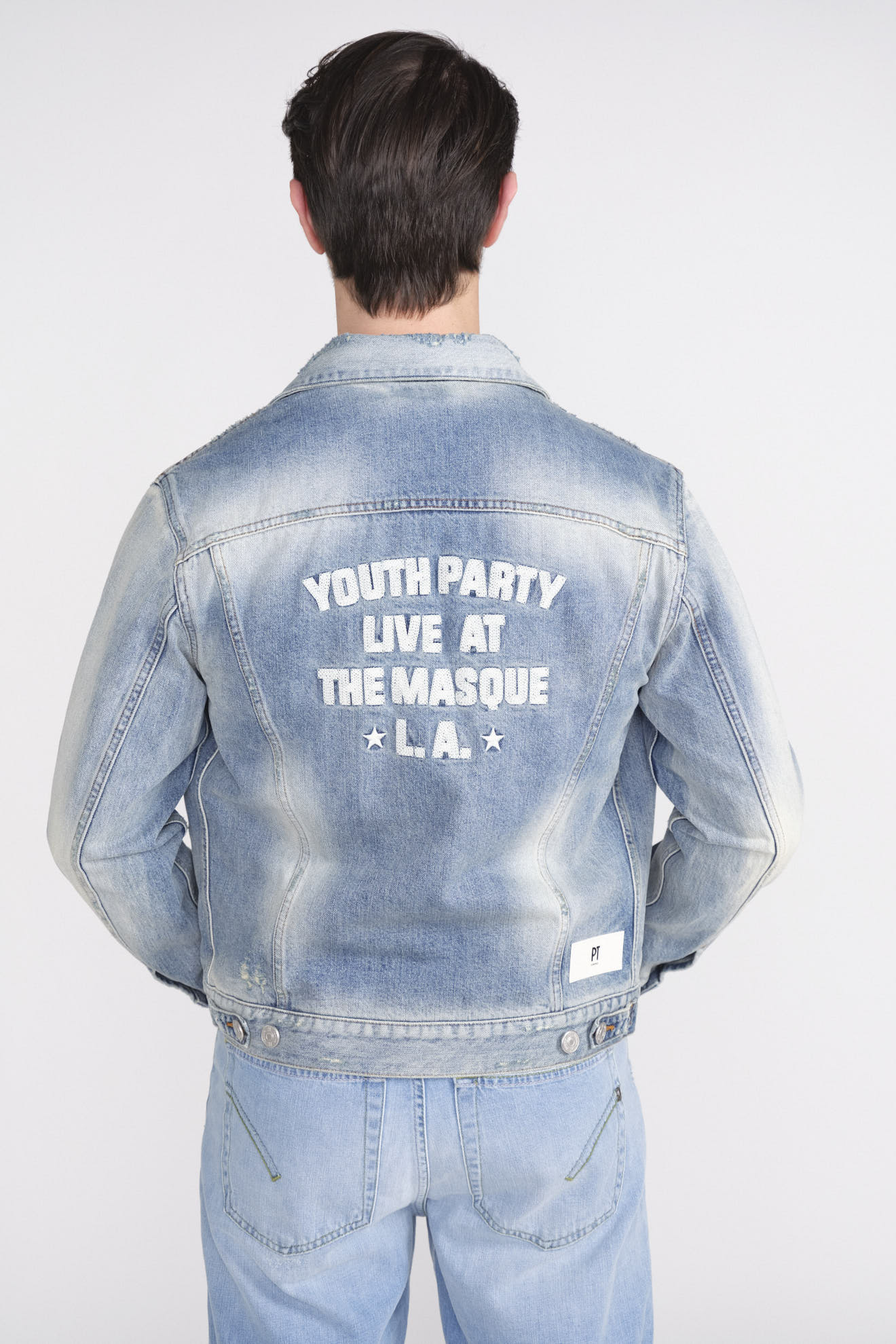 Light wash cotton back print denim jacket blue 52 JAC13272 DENIM H52