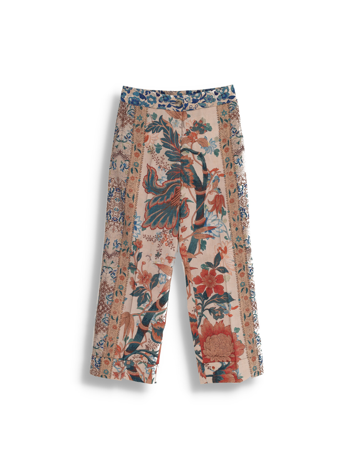 Dylan - Pants in virgin wool with a floral print
