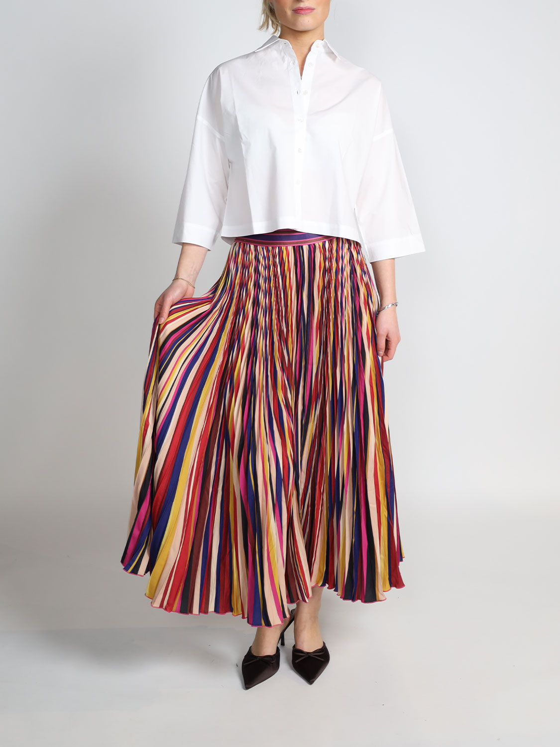 Farm Rio Diagonal pleated maxi skirt  mehrfarbig XS
