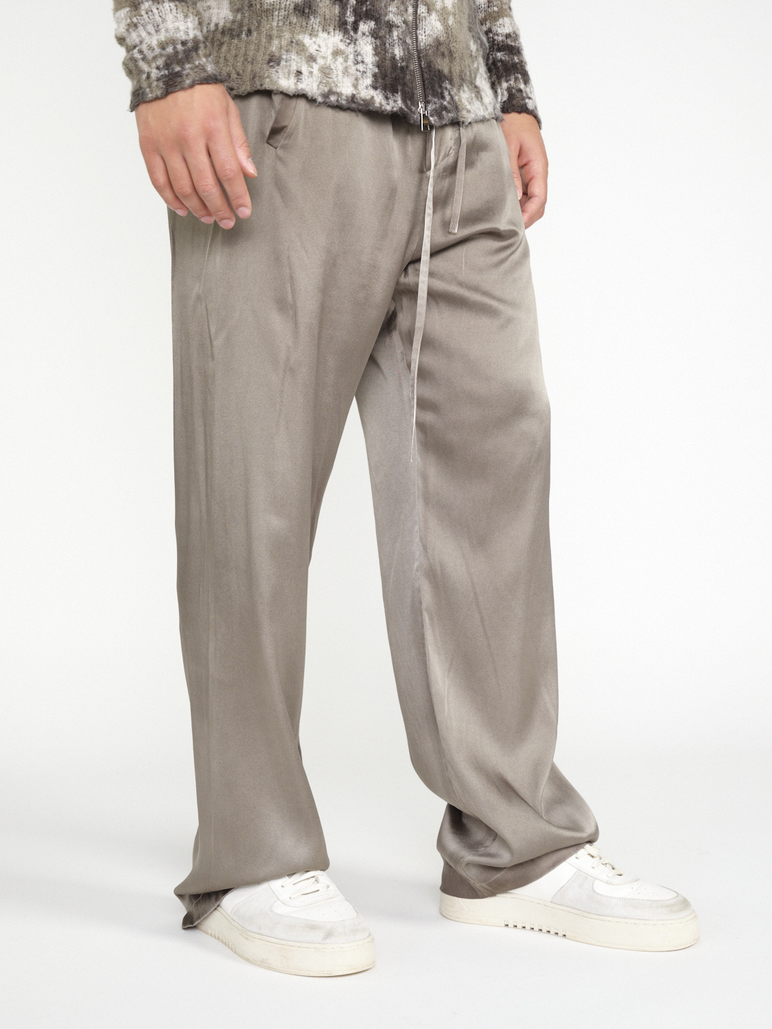 Avant Toi Stretchy silk-satin trousers  khaki S