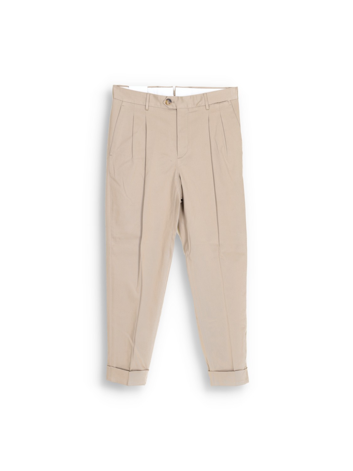 Classic pleated pants with folded leg 