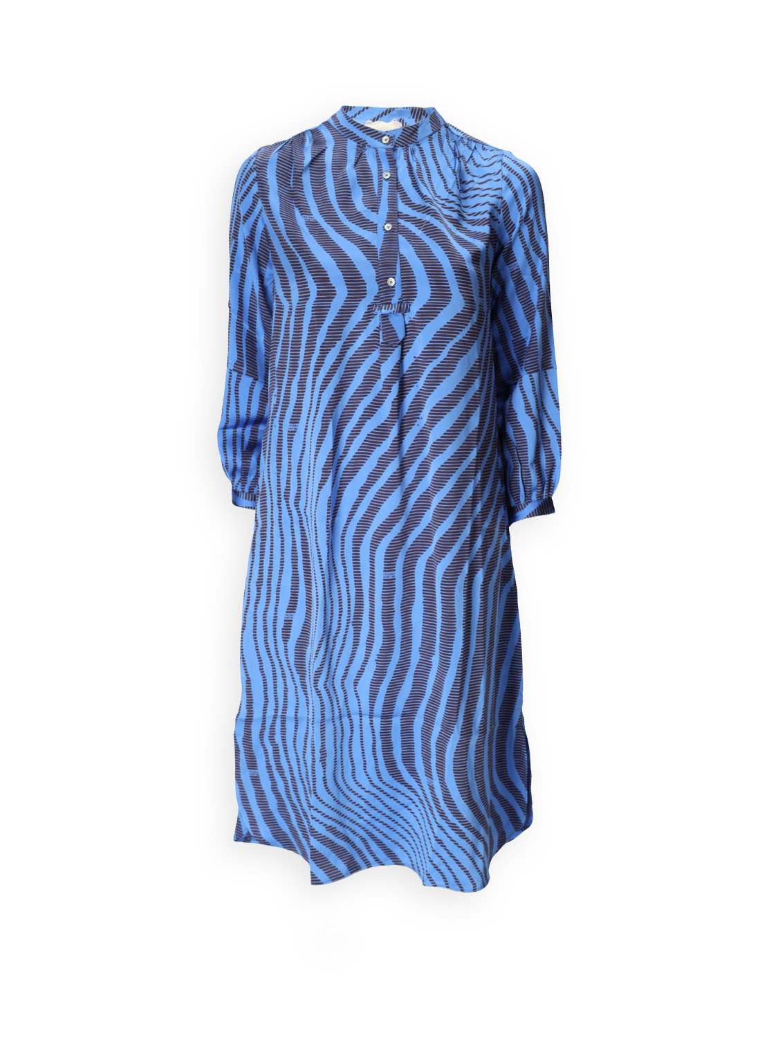 friendly hunting Dance Silk Okapi - Silk midi dress with graphic pattern  blue S
