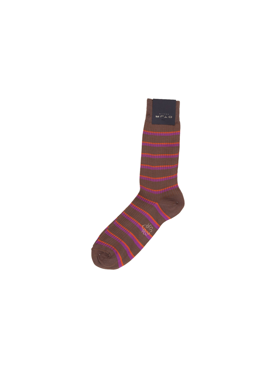 Alto Molier short cotton socks with striped pattern  brown One Size