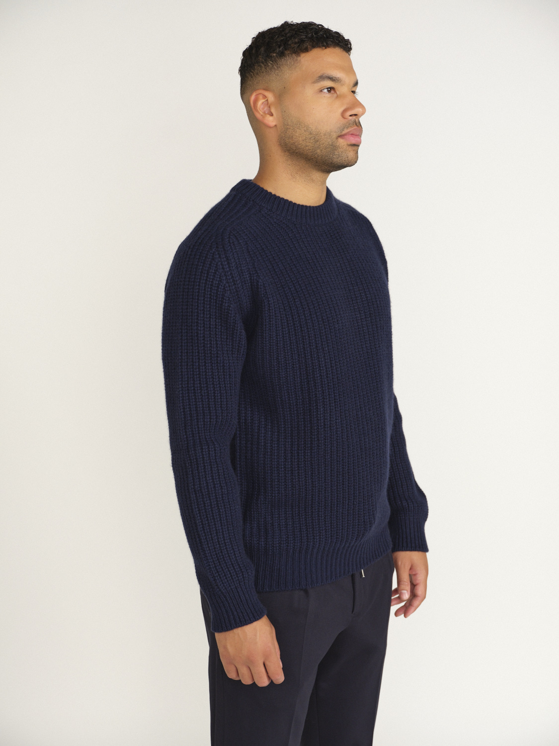 Stephan Boya Mood Rib Sweater – Pullover aus Rippenstrick navy XL