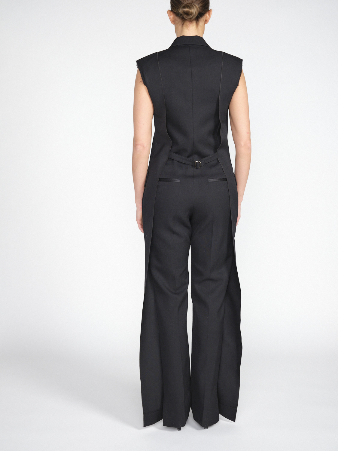 Victoria Beckham Ärmelloser Smoking-Jumpsuit aus Woll-Mix black 34