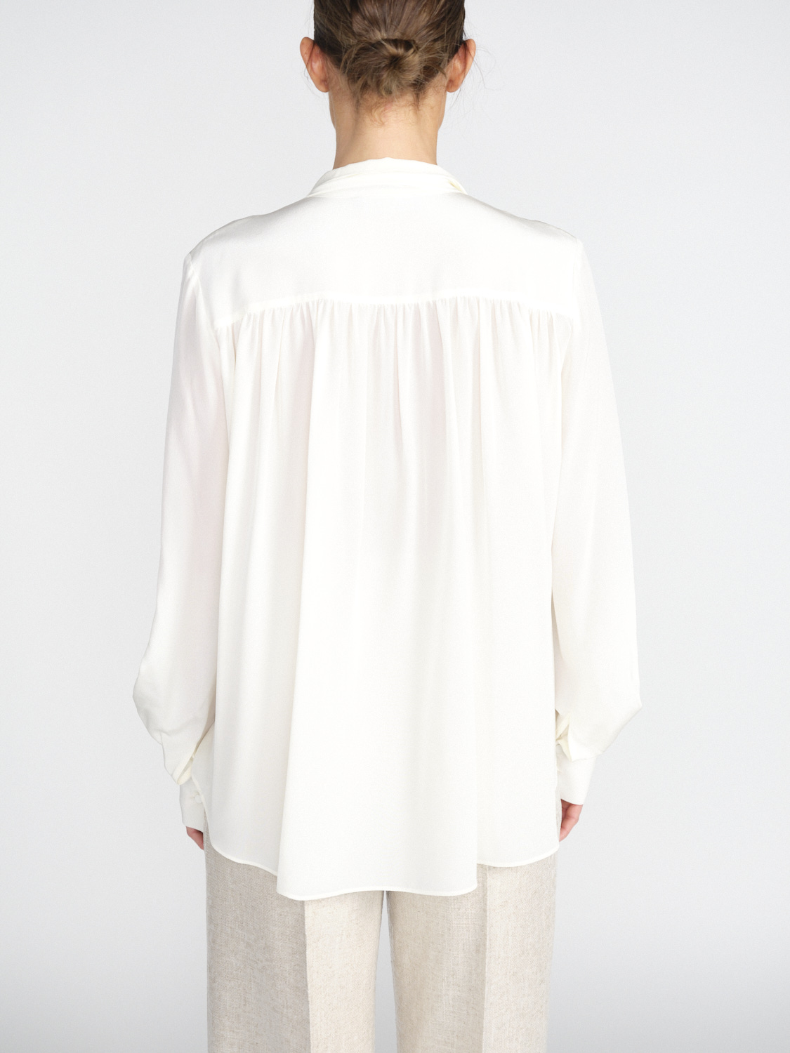 Sly010 Silk crepe flap blouse with flounces  rosa 38