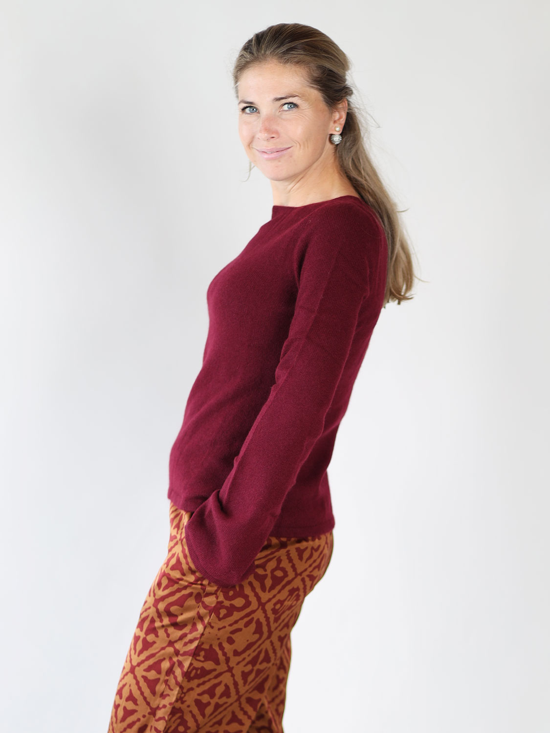 friendly hunting Marino wool sweater Mi bordeaux S