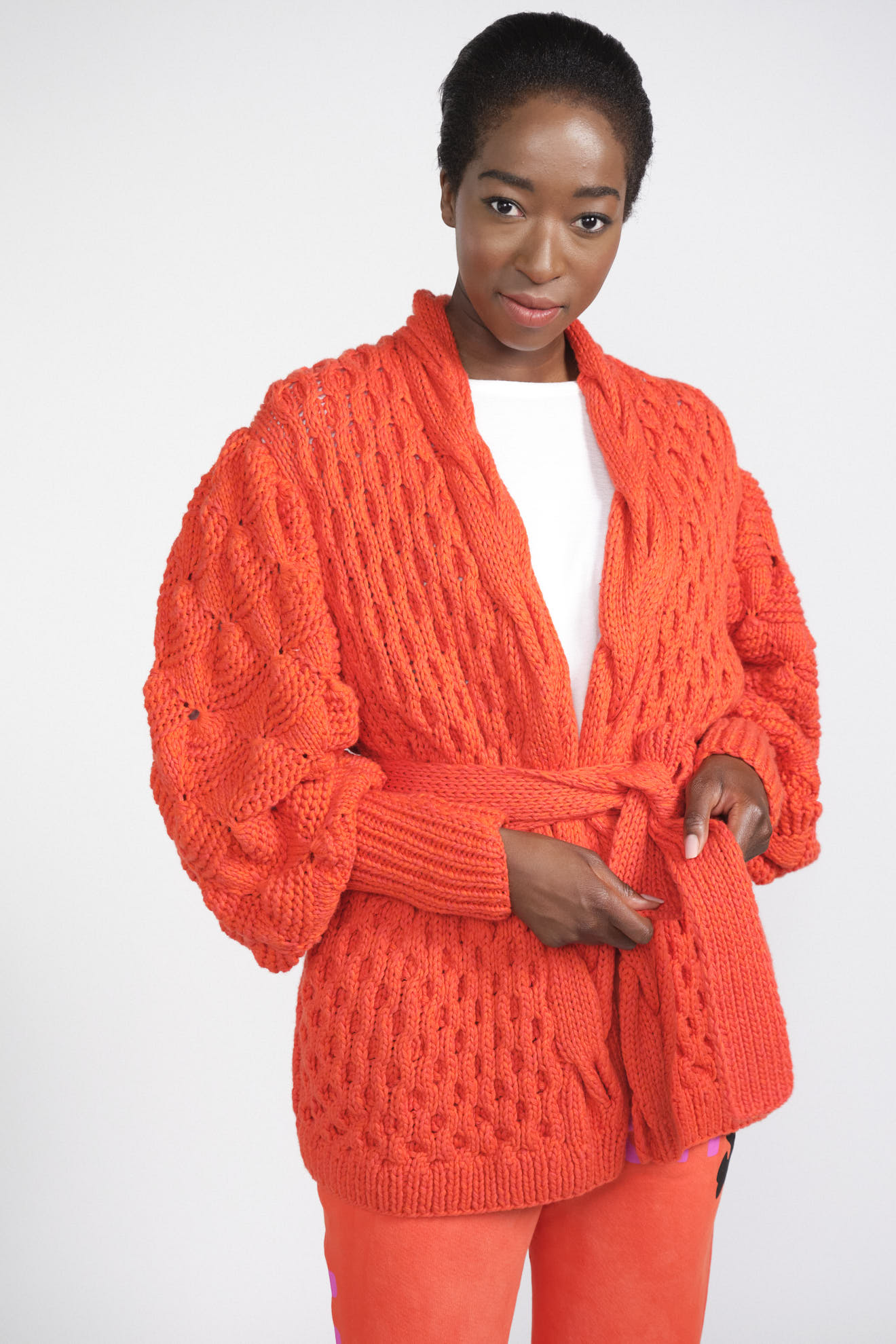 letanne coat orange cotton plain