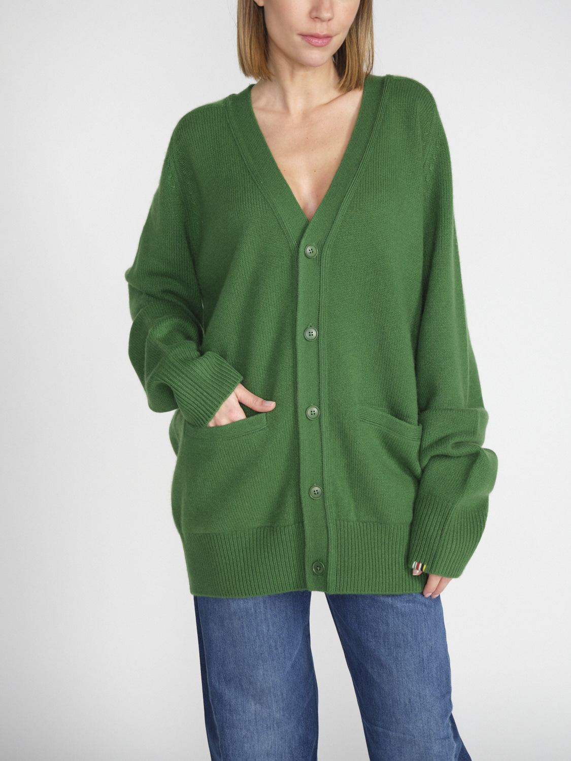 Extreme Cashmere N°244 Papilli – Oversized Doubleface-Strickjacke aus Kaschmir   grün One Size