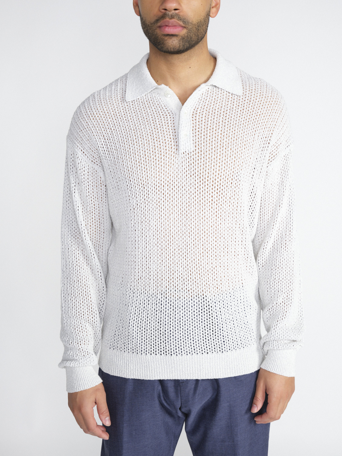 Roberto Collina Polo ML - Chunky knit sweater   hellgrau 50
