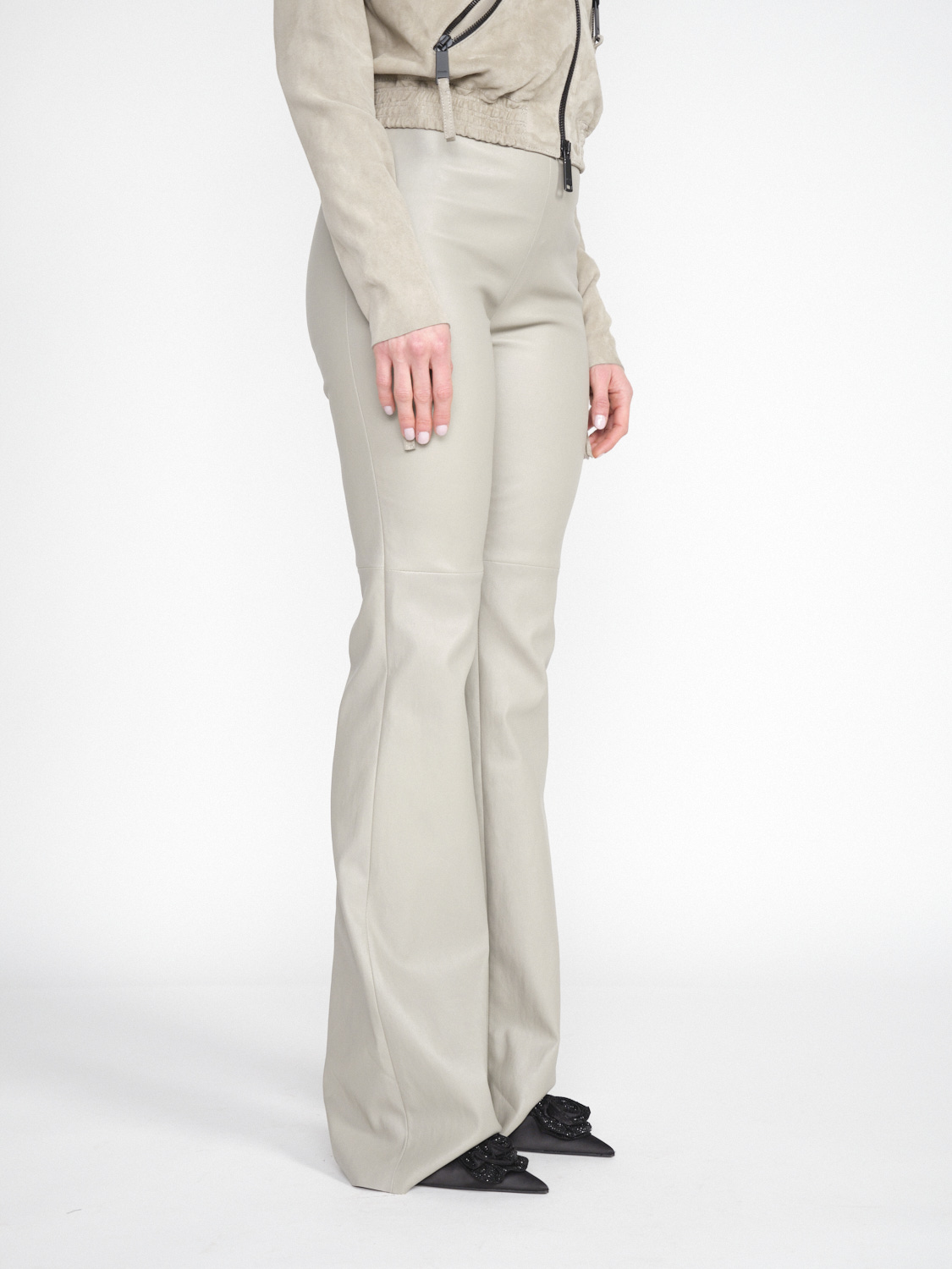 jitrois Niki Pant - Flared lamb leather trousers  beige 36