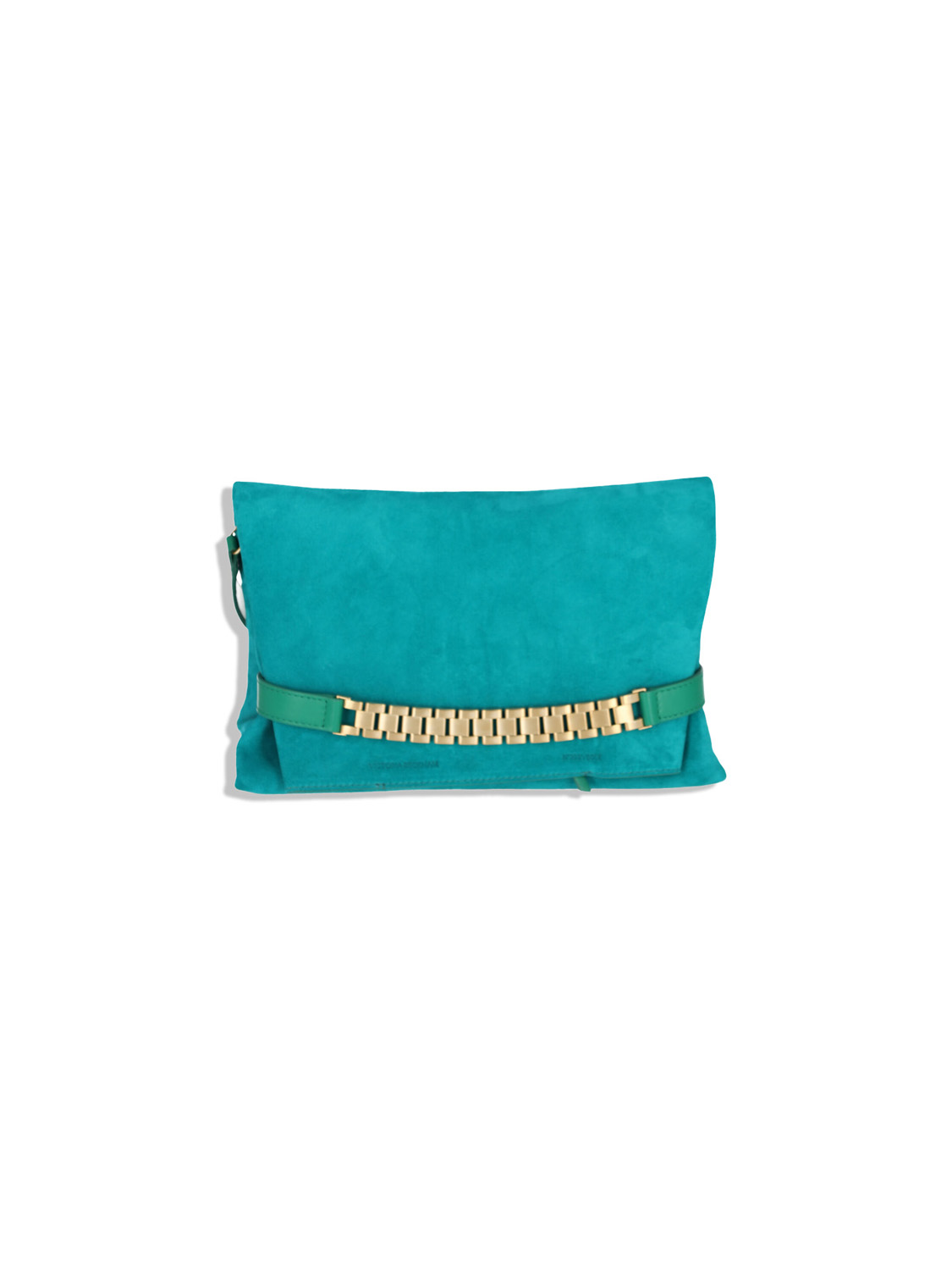 Chain Pouch with Strap - Suede Handbag with Chain Detail