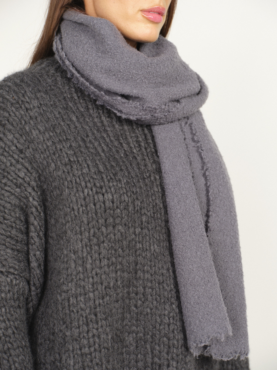 Faliero Sarti Alexia - Bufanda rectangular de lana y cachemira gris Talla única