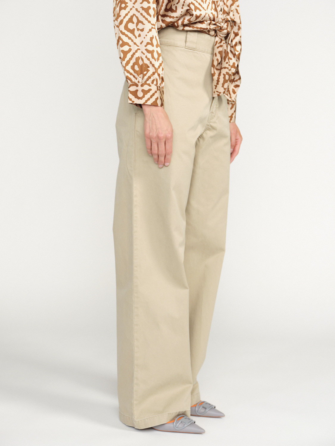 R13 Casual Attraction Pants - High-waisted pants with wide leg beige 26